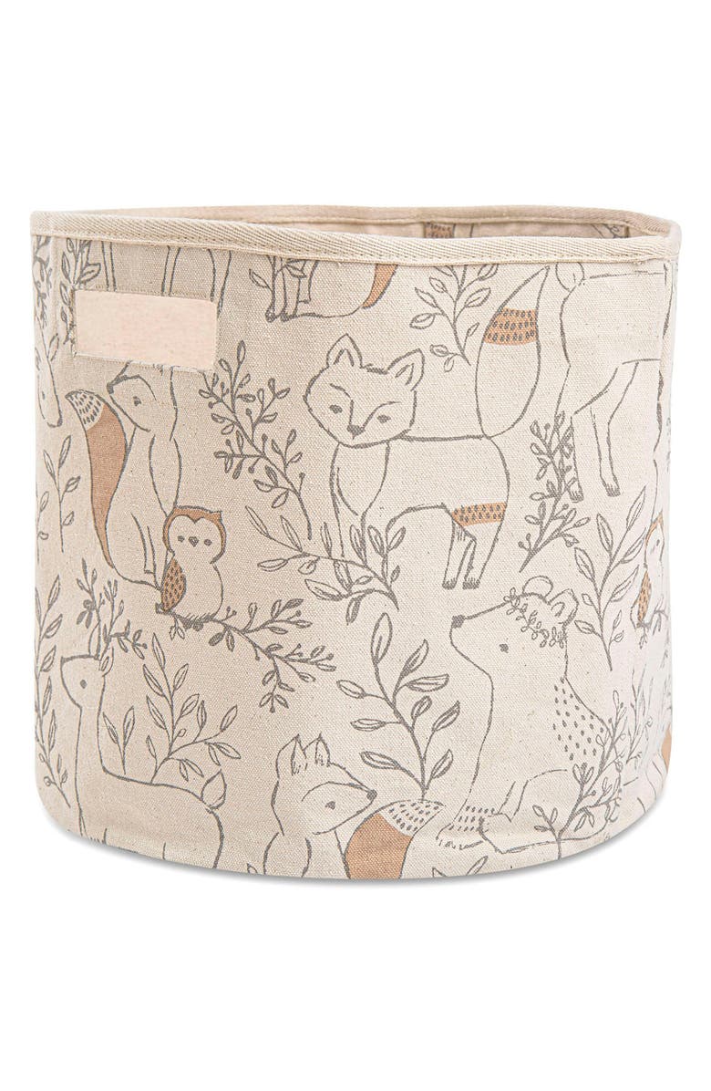 CRANE BABY Round Nursery Storage Bin, Main, color, Brown Woodland Animal