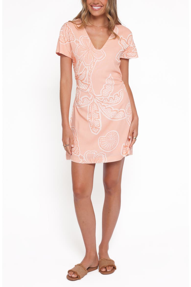 Tamika Printed Minidress, Main, color, PEACH FLORAL