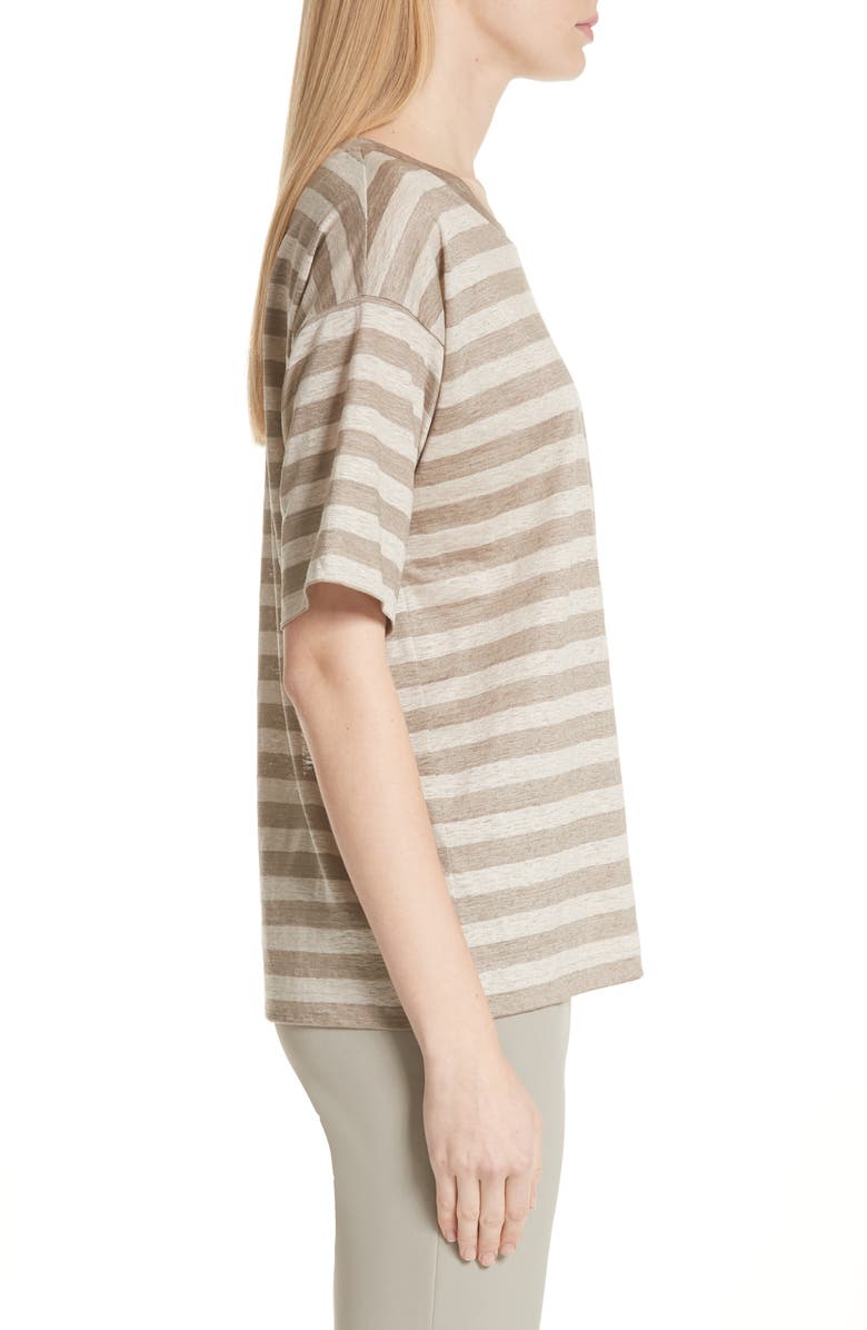 Lafayette 148 New York Easy Stripe Linen Tee, Alternate, color, 