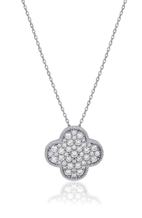 Pavé Cubic Zirconia Clover Pendant Necklace