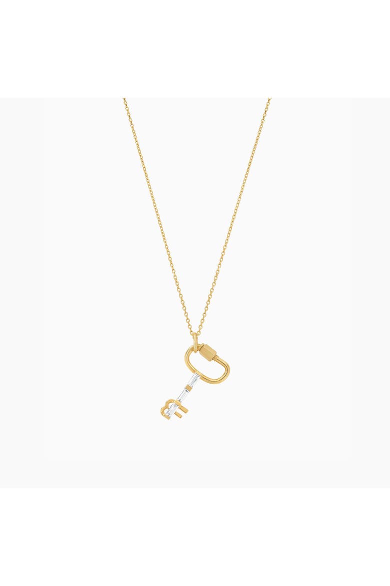 18k Gold Plated Sterling Silver BF Key Pendant Necklace Gift Idea, Main, color, Gold