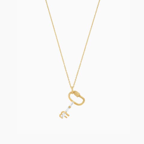 18k Gold Plated Sterling Silver BF Key Pendant Necklace Gift Idea