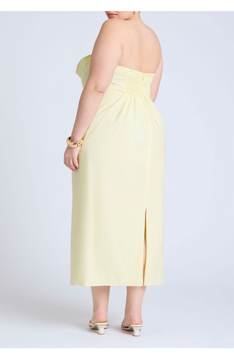 ELOQUII Cup Detail Poplin Column Dress, Alternate, color, Lemon Icing