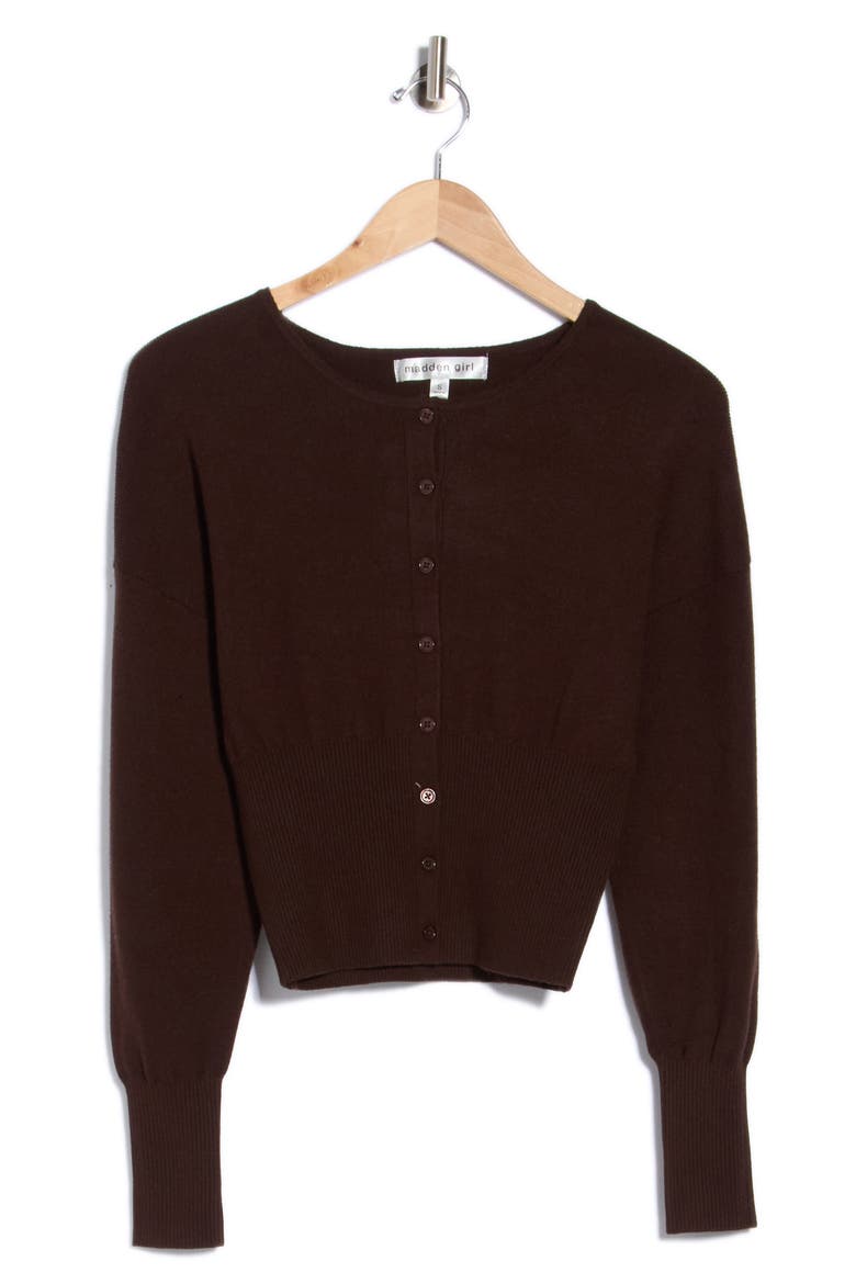 Ribbed Knit Cardigan, Main, color, CHOCOLATE BROWN
