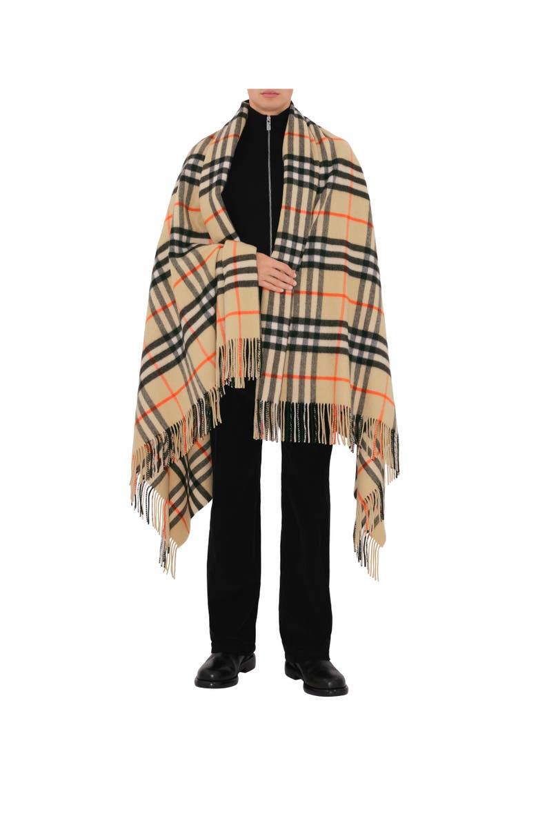 Burberry Check Cashmere Blanket, Alternate, color, Sand