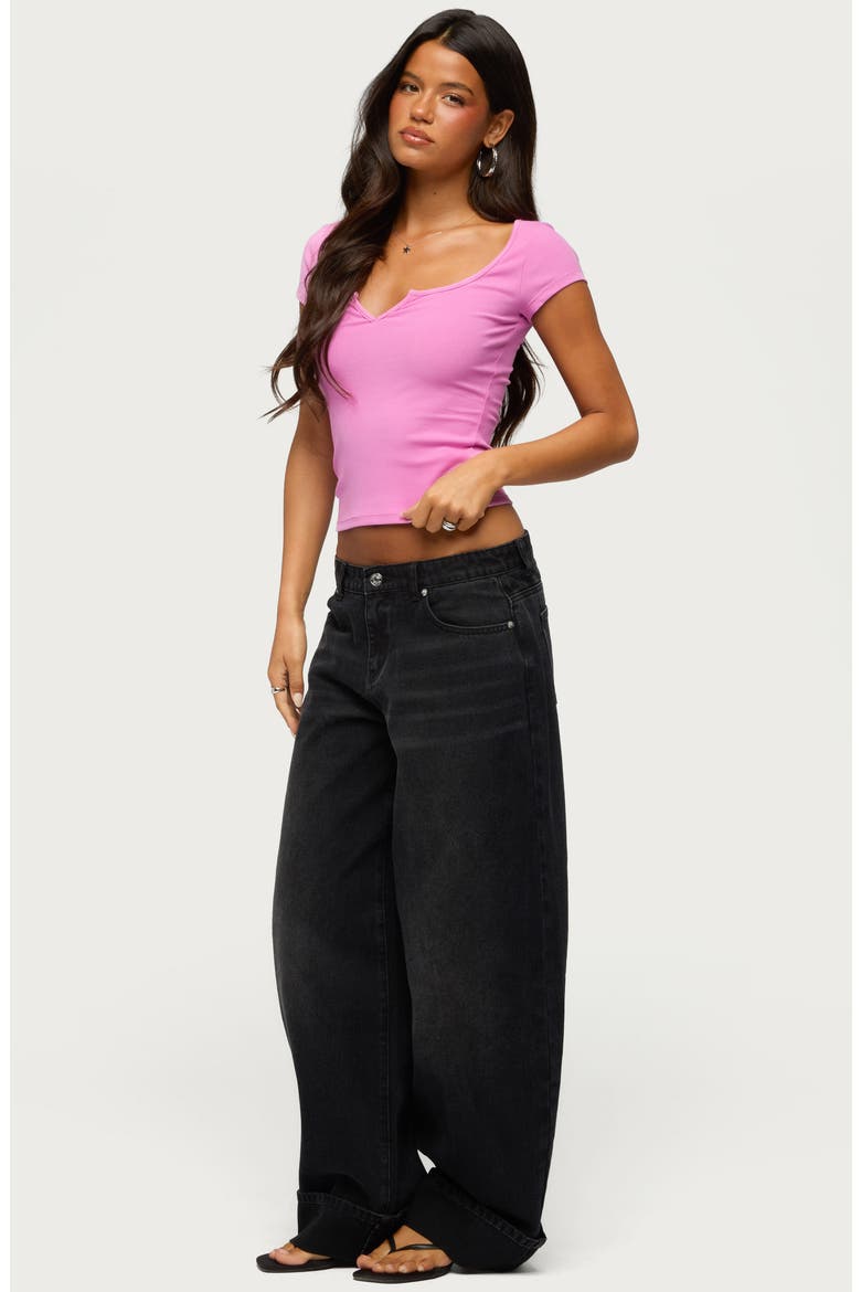 Jeanna Notched Scoop Neck T-Shirt, Alternate, color, PINK