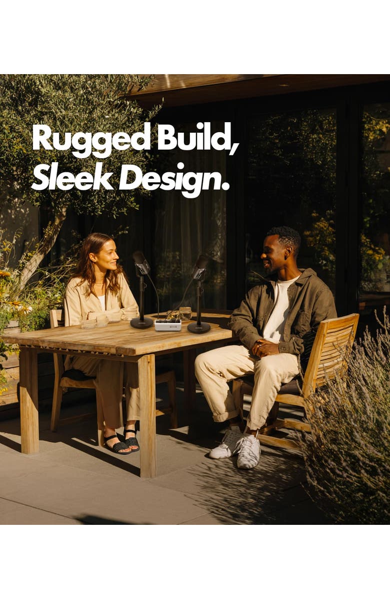 MOVO Podcast Equipment Bundle for iPhone & Android with Audio Interface, 2 Dynamic Mics, 2 Headphones, and Table Stands, Alternate, color, Black