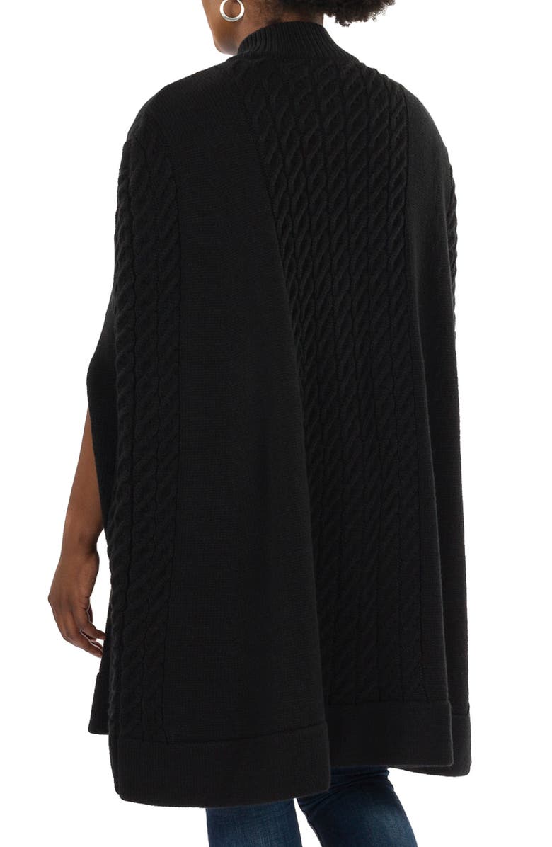 Patricia Nash Cable Knit Cape, Alternate, color, Black