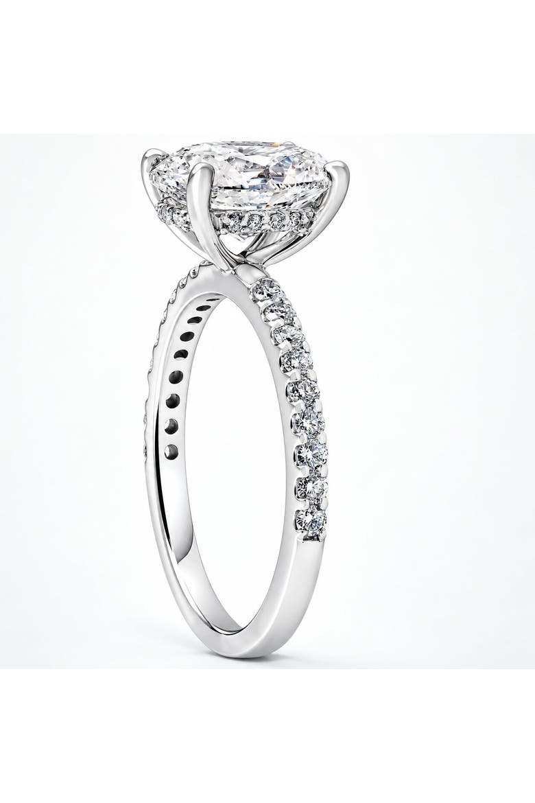 Certified 3 3/8ct Oval Diamond Engagement Ring Hidden Halo Lab Grown Gold, Alternate, color, 14k White Gold