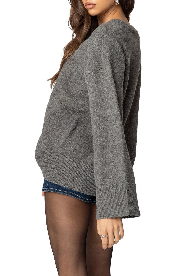 Montana Half Button Oversize Sweater, Alternate, color, GRAY-MELANGE