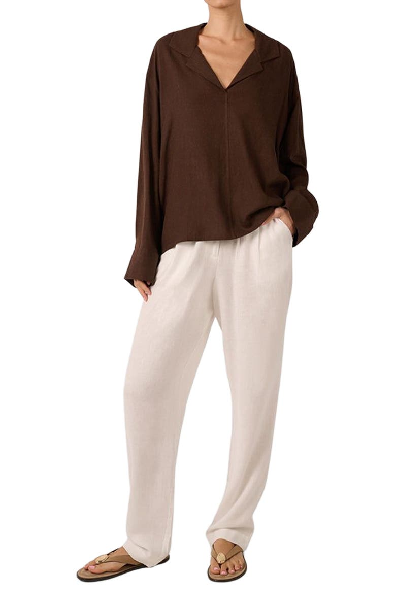 WeWoreWhat Kaftan Linen Top, Main, color, Chestnut