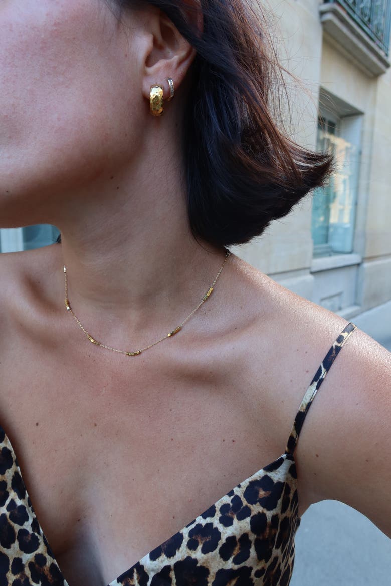 Gold Square Beads Choker, Alternate, color, Gold