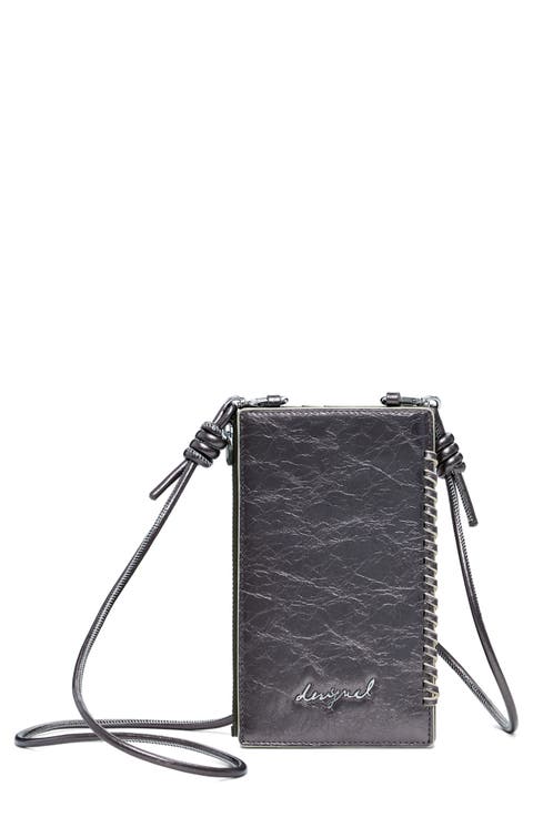 Metallic Faux Leather Crossbody Bag