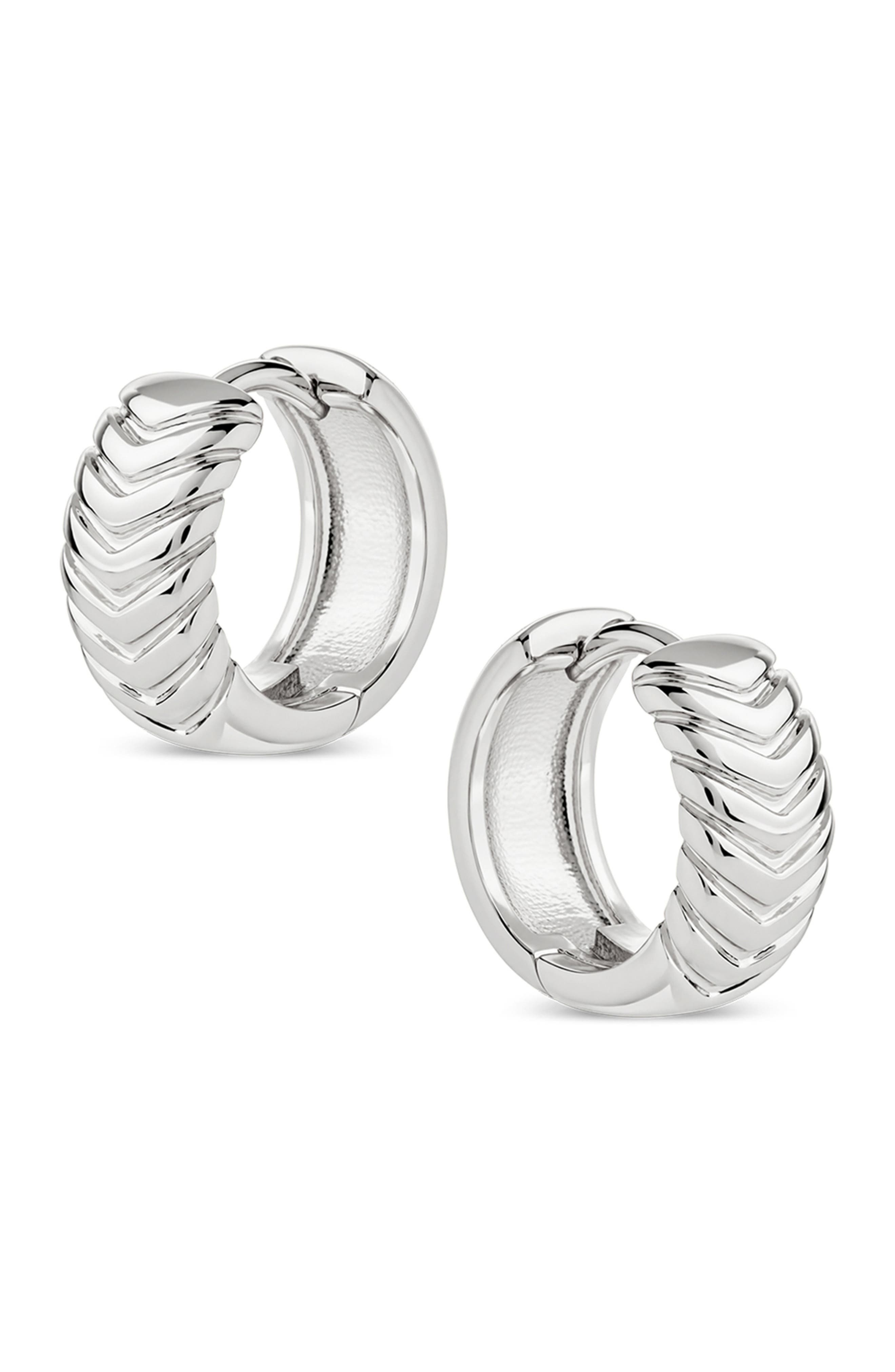 Chevron Texture Huggie Hoop Earrings