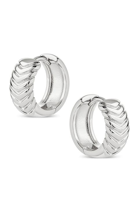 Chevron Texture Huggie Hoop Earrings
