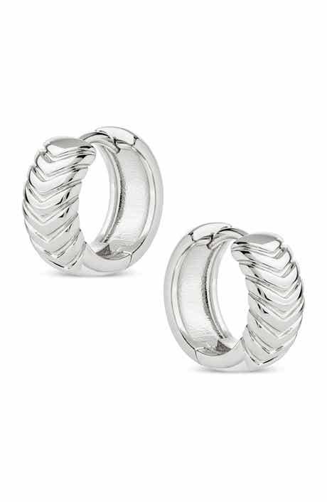 Chevron Texture Huggie Hoop Earrings