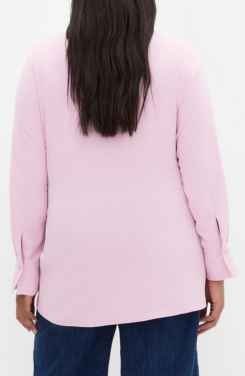 City Chic Telia Tie Waist Button-Up Shirt, Alternate, color, Soft Pink