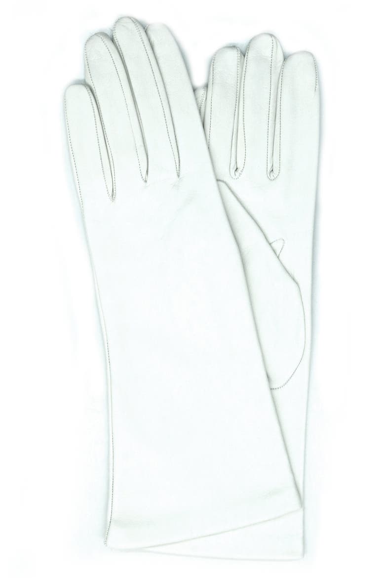 Silk Lined Leather Gloves, Main, color, WHITE