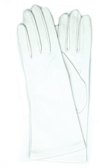 Portolano Silk Lined Leather Gloves In White