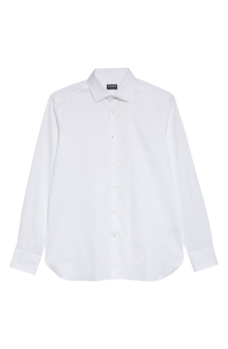 ZEGNA Trofeo Milano Cotton Button-Up Shirt, Alternate, color, White