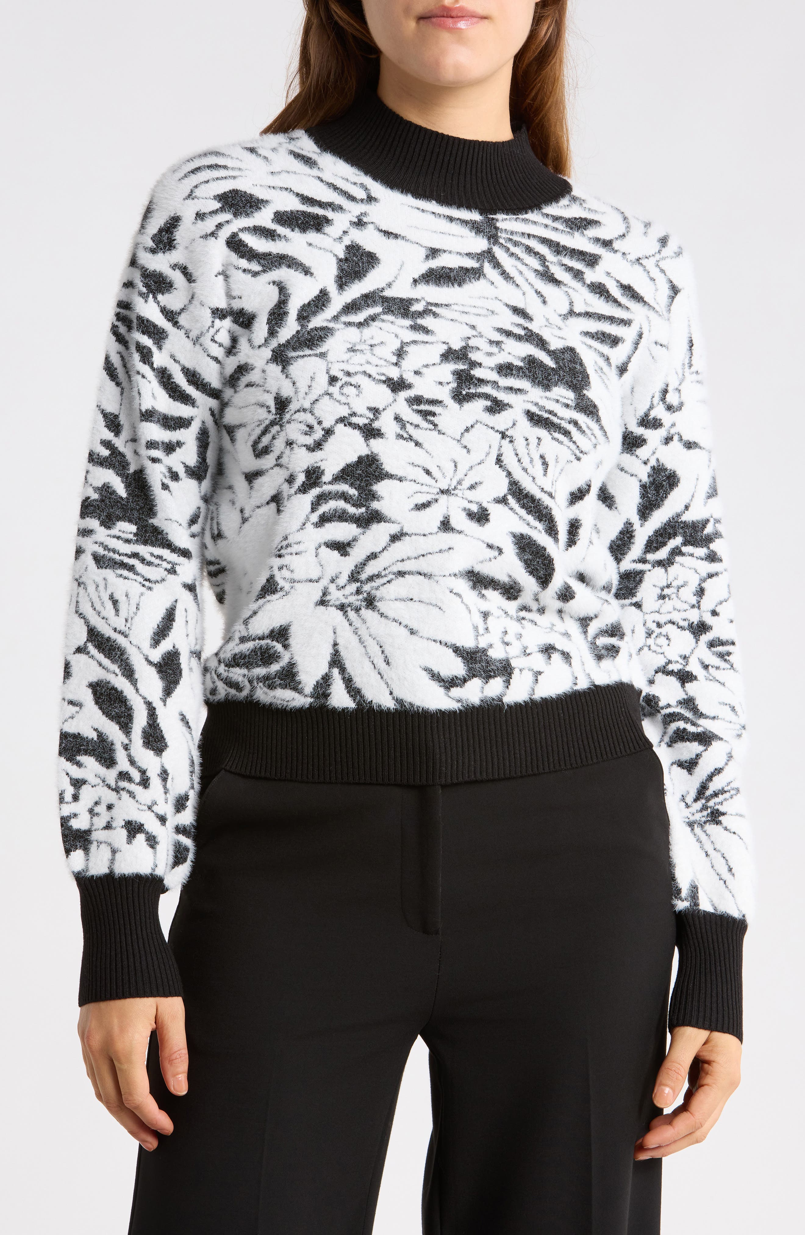 Balloon Sleeve Mock Neck Sweater