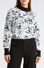 T Tahari Balloon Sleeve Mock Neck Sweater