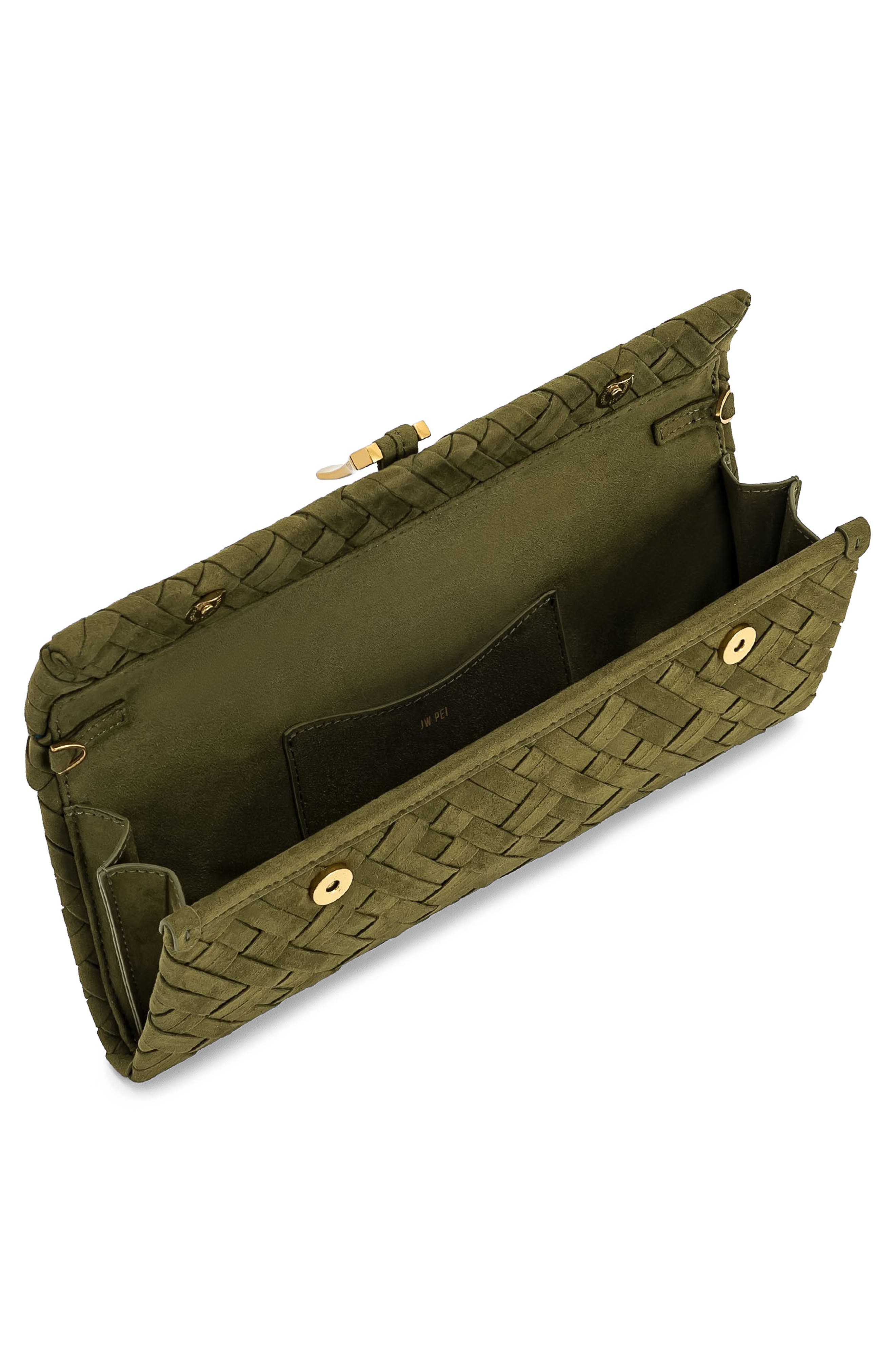 Zaria Woven Clutch, Alternate, color, DARK OLIVE