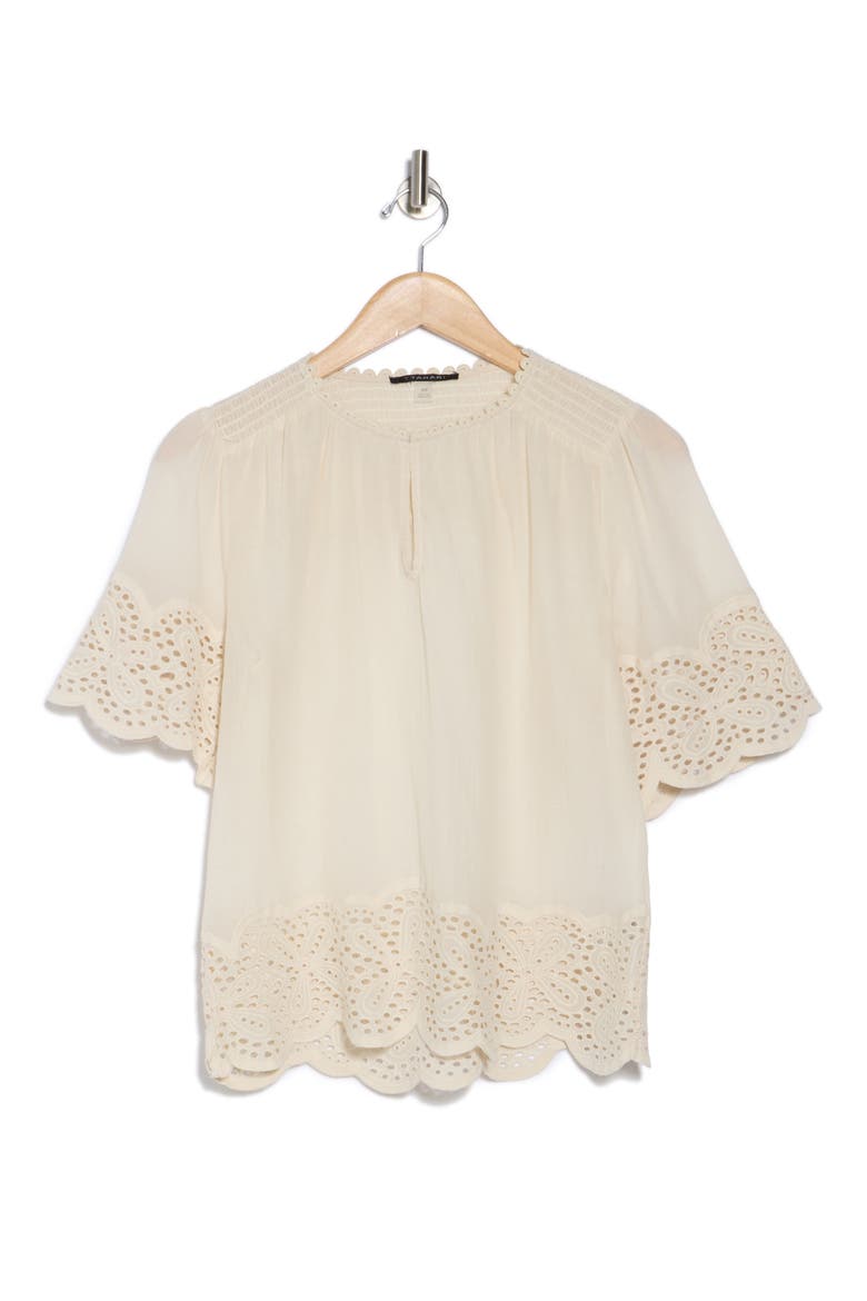 Embroidered Cotton Top, Alternate, color, CLOUD
