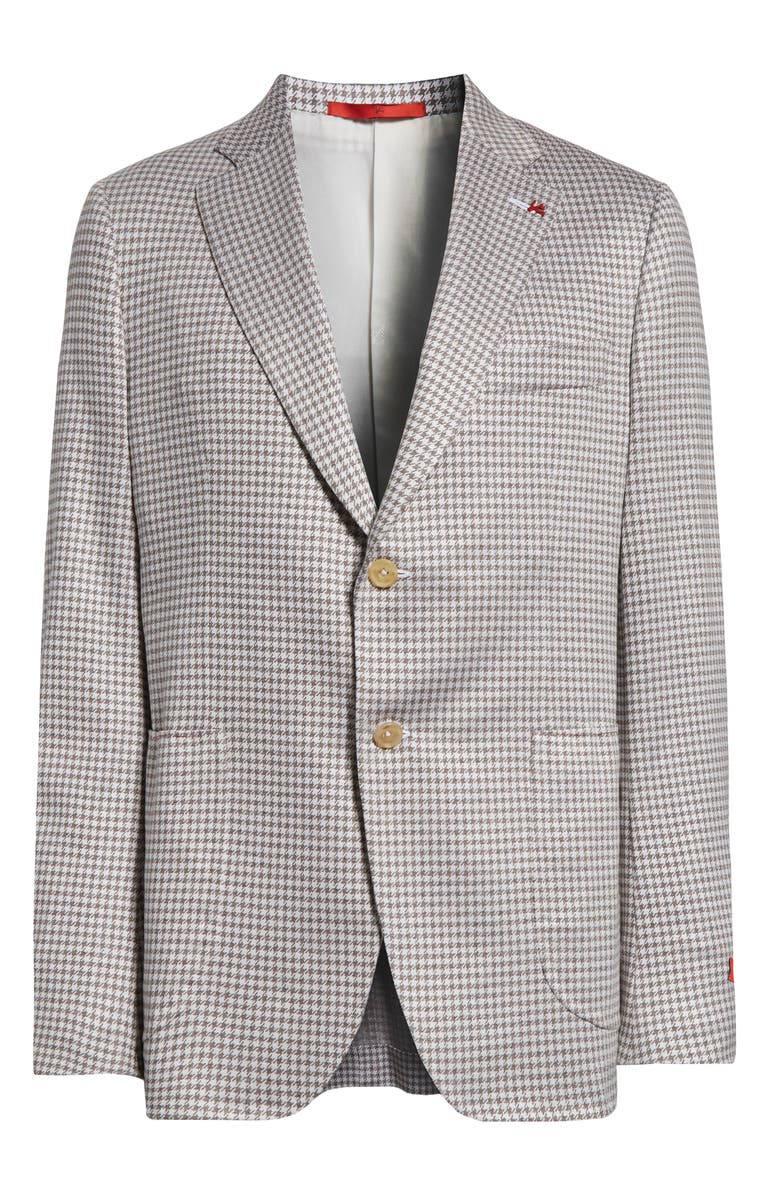 ISAIA Capri Houndstooth Silk & Cotton Sport Coat, Alternate, color, Bianco Ott