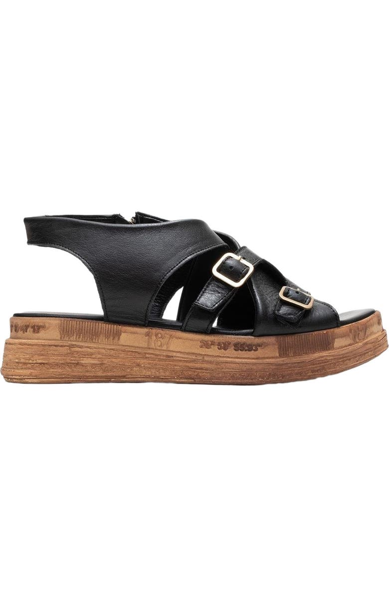 Forever & Always Shoes Levine Leather Buckled Side-Zip Sandal, Alternate, color, Black Leather