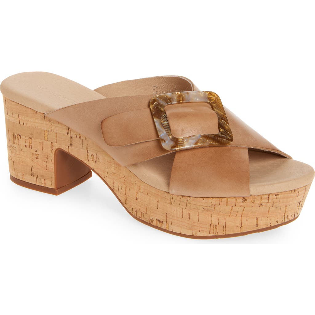 Chocolat Blu Grita Platform Sandal In Sand Leather