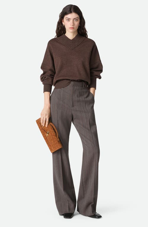 Bottega Veneta Long Andiamo Intrecciato Suede Clutch In Brown
