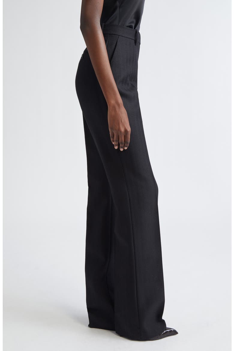 Sharp Herringbone Tailored Straight Leg Virgin Wool Trousers, Alternate, color, LB999 BLACK