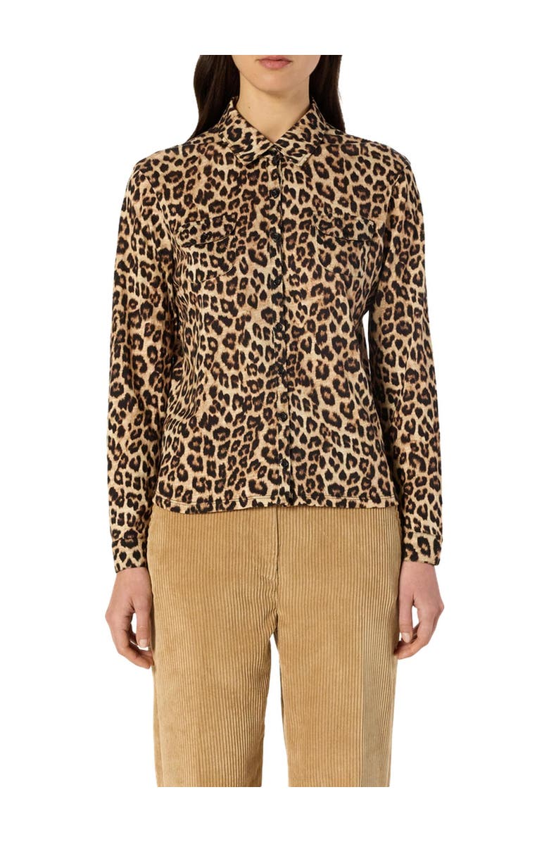 GERARD DAREL Heloise Leopard Print Long Sleeve Shirt, Alternate, color, Camel