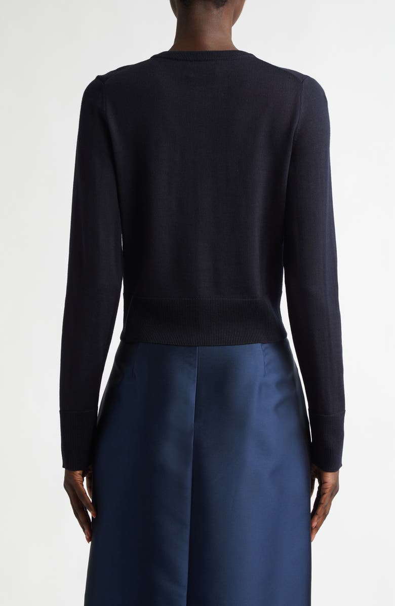 Erdem Drape Detail Embellished Wool Cardigan, Alternate, color,