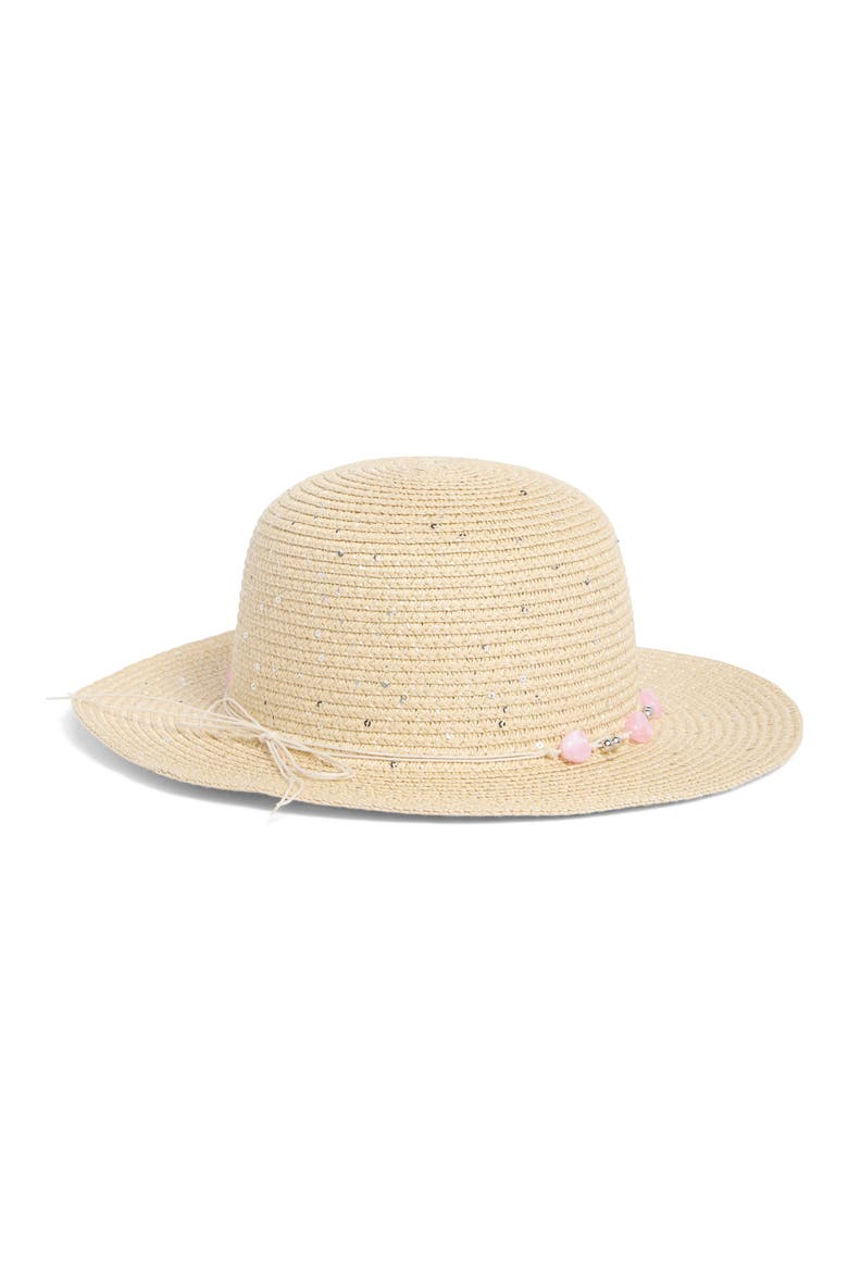 Kids' Butterfly Straw Floppy Hat, Alternate, color, NATURAL