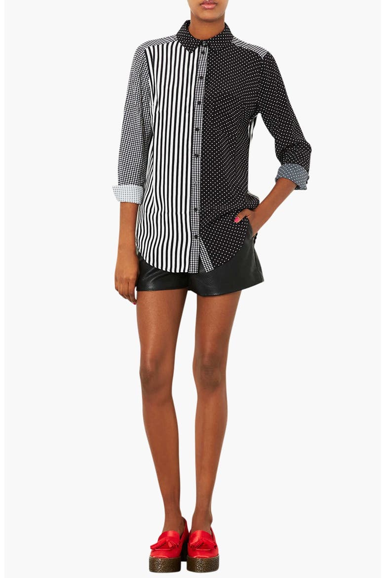 Mixed Print Shirt, Alternate, color, BLACK