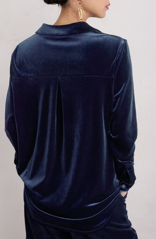 Seasalt Cornwall Elm Tree Velvet Button-up Shirt In Maritime