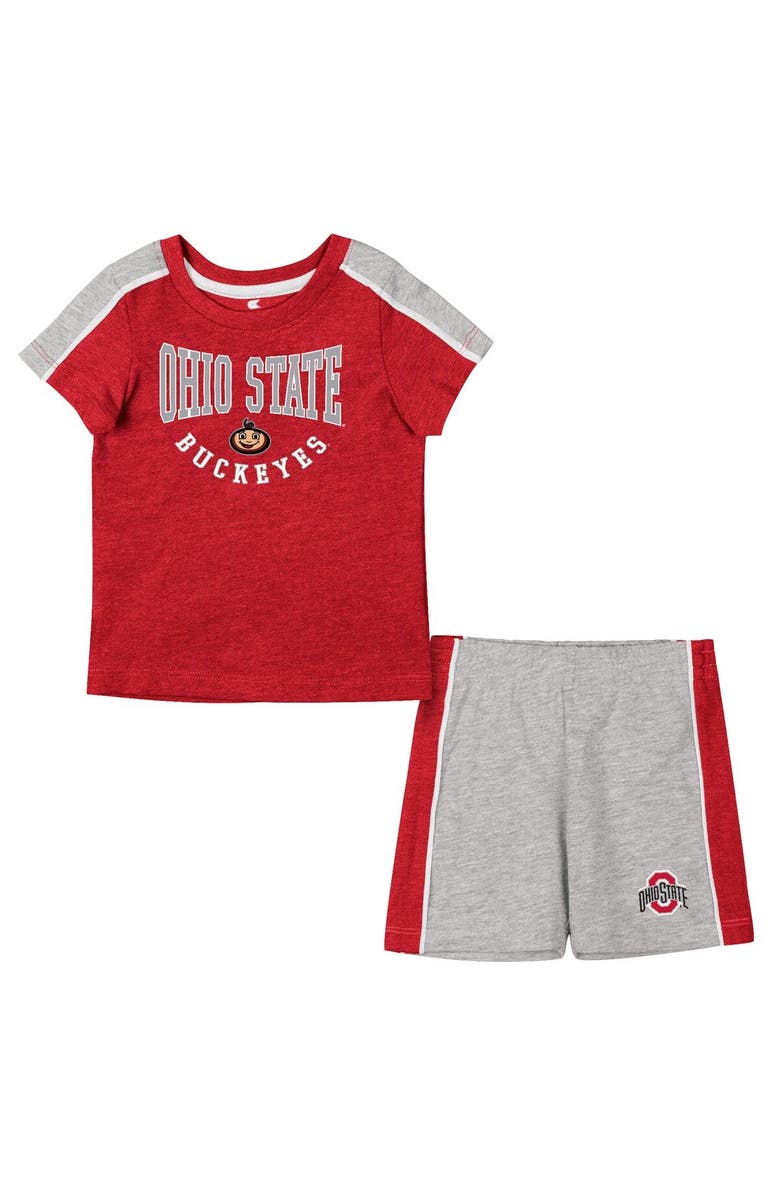 COLOSSEUM Infant Colosseum Scarlet/Heather Gray Ohio State Buckeyes Norman T-Shirt & Shorts Set, Main, color, Scarlet