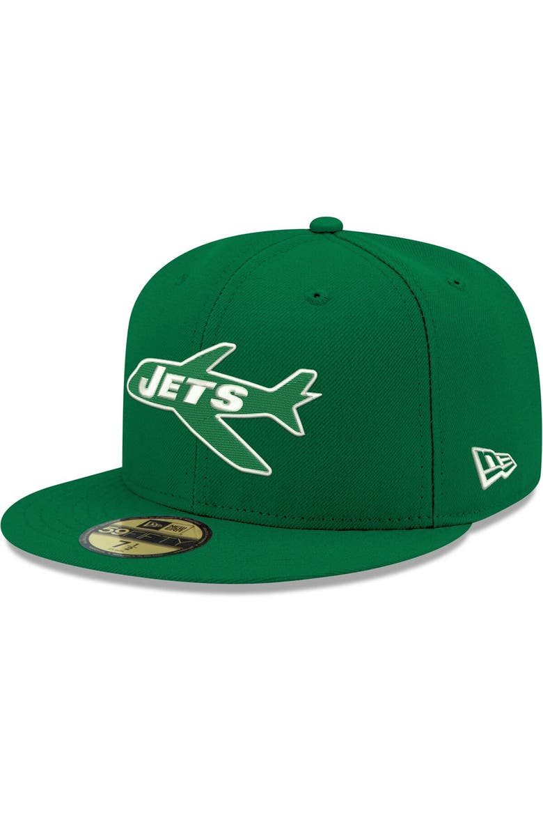 Men's New Era Kelly Green New York Jets Omaha Throwback 59FIFTY Fitted Hat, Main, color, Kelly Green