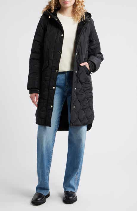 BCBG Onion Quilted Hooded Long Coat
