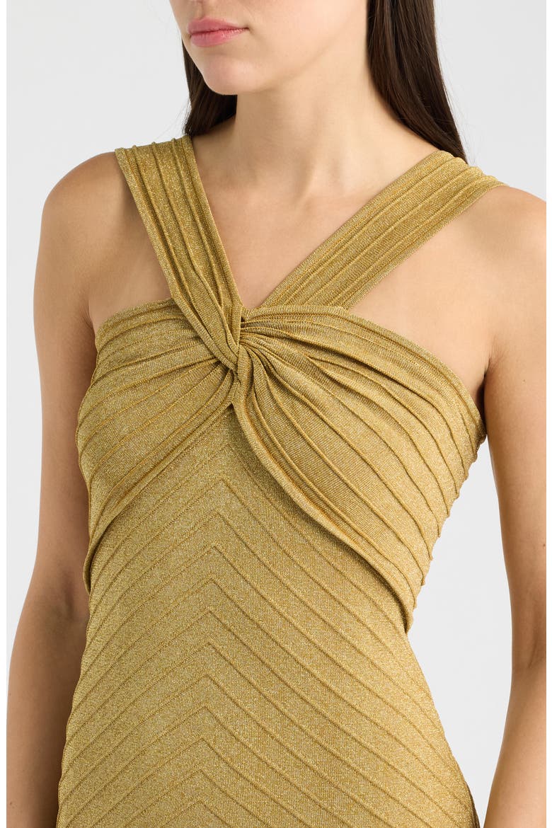 Talia Metallic Midi Knit Dress, Alternate, color, GOLD