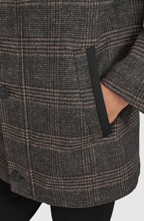 Andrew Marc Dorsey Plaid Wool Blend Car Coat In Black