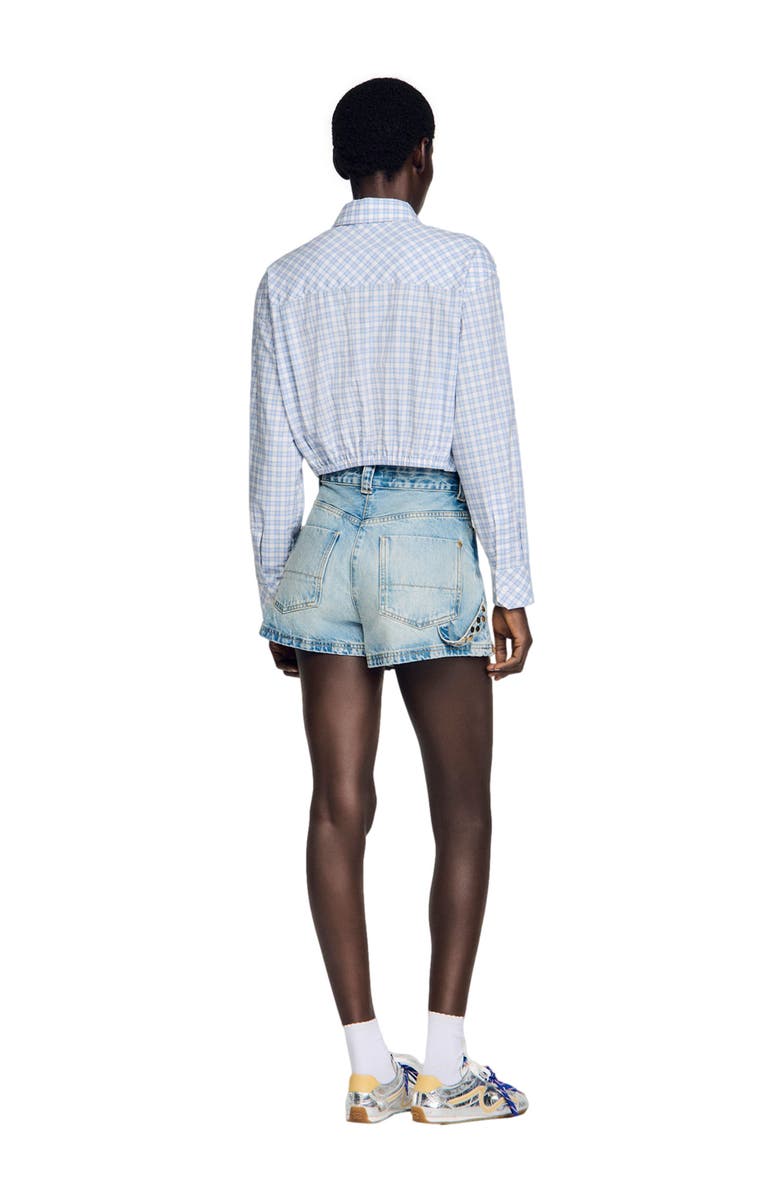 SANDRO Short checked shirt, Alternate, color, Blu / White