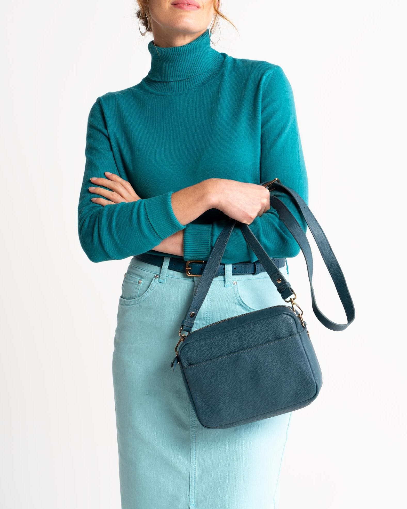 Kettlewell Leather Cross Body Bag, Alternate, color, Grey Teal