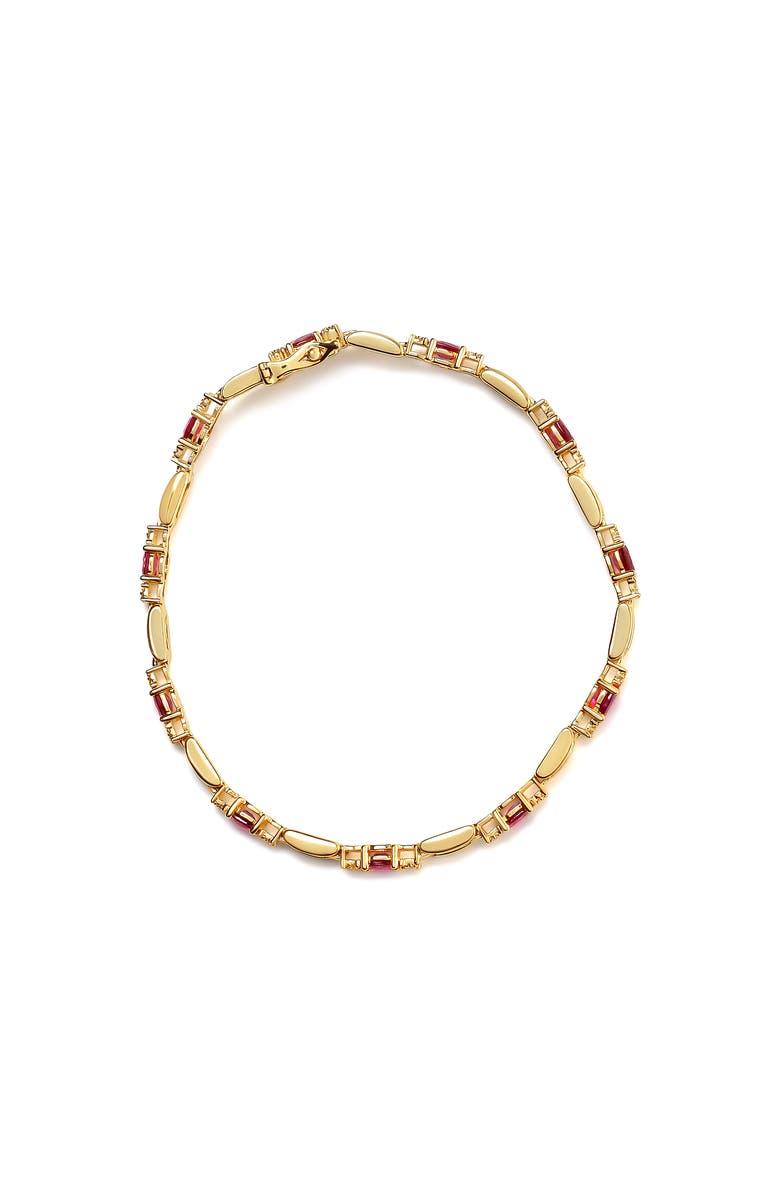 Haus of Brilliance 10K Yellow Gold Oval Ruby and 1/10 Cttw Diamond Bar Prong Set Bracelet, Alternate, color, Yellow