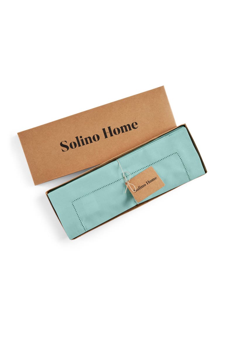 Cotton Linen Hemstitch Placemats Set of 4, 14 x 19", Alternate, color, Pastel Turquoise