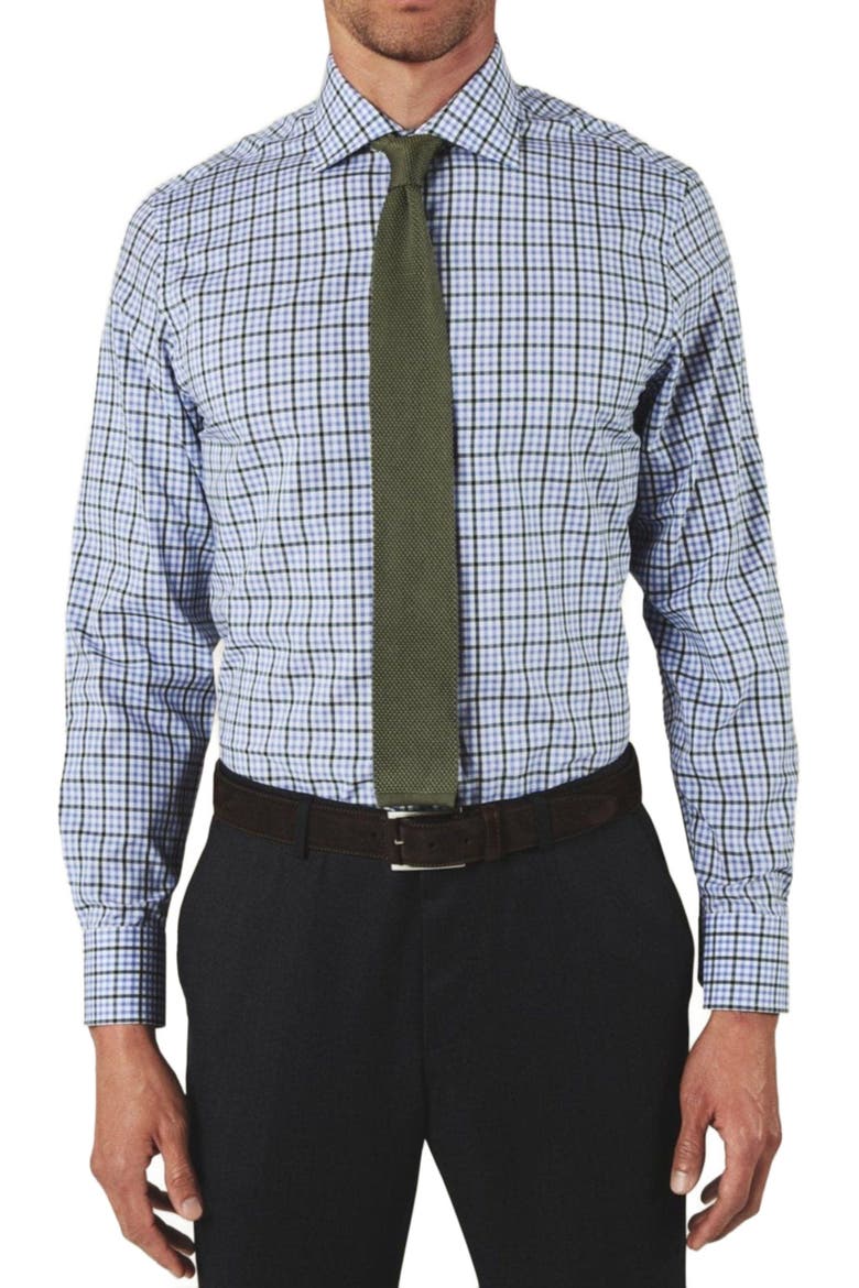 Reynolds Bold Check Dress Shirt, Main, color, BLUE/GREEN PLAID