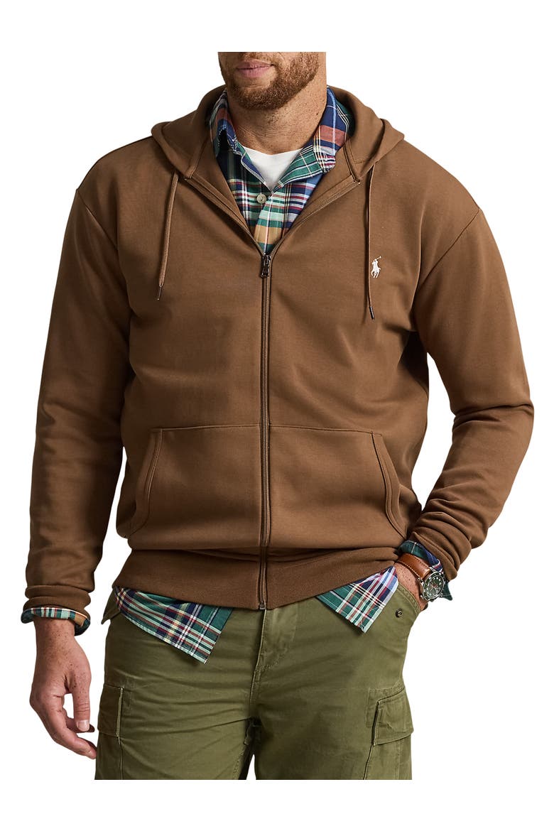 Big & Tall Double-Knit Full-Zip Hoodie, Main, color, LUGGAGE BROWN