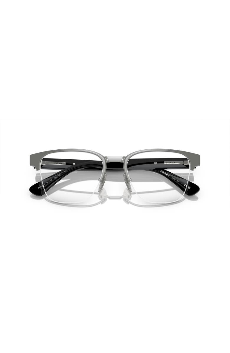 Prada 52mm Rectangle optical glasses, Alternate, color, Silver